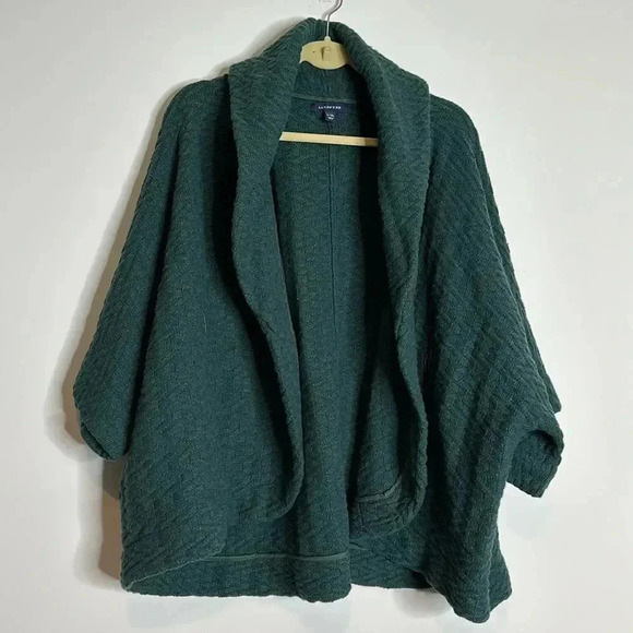 Lands’end Green Sweater Cape - Picture 2 of 12